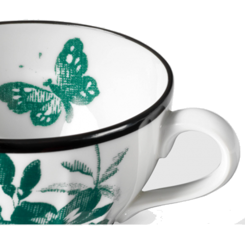 Herbarium demitasse cup and saucer, double set