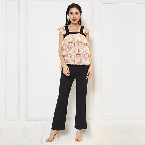 Chiffon Sleeveless Printed Top - Pink